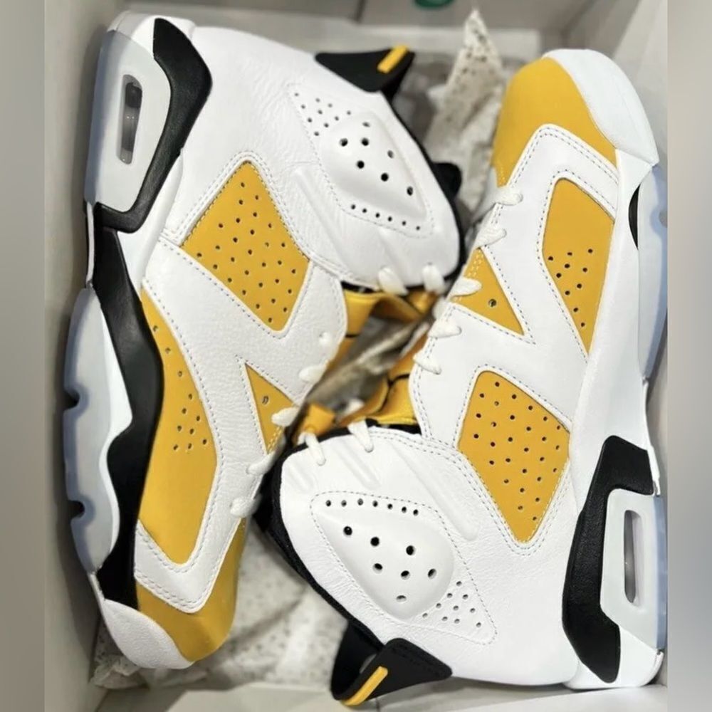 Grade school Air Jordan retro 6 yellow ochre gs 384665-170 size 4y - 7y